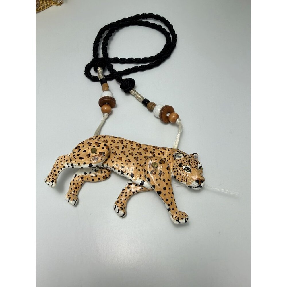 Vintage Dorian Designs Leopard Necklace 1989 Articulated Statement Piece Rare